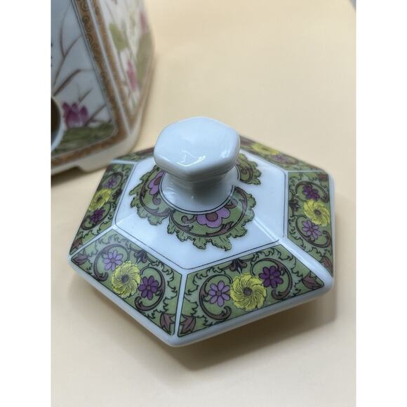 TOYO Ming Lotus & Birds Japanese Porcelain Tea Pot With Base - Picture 3 of 6